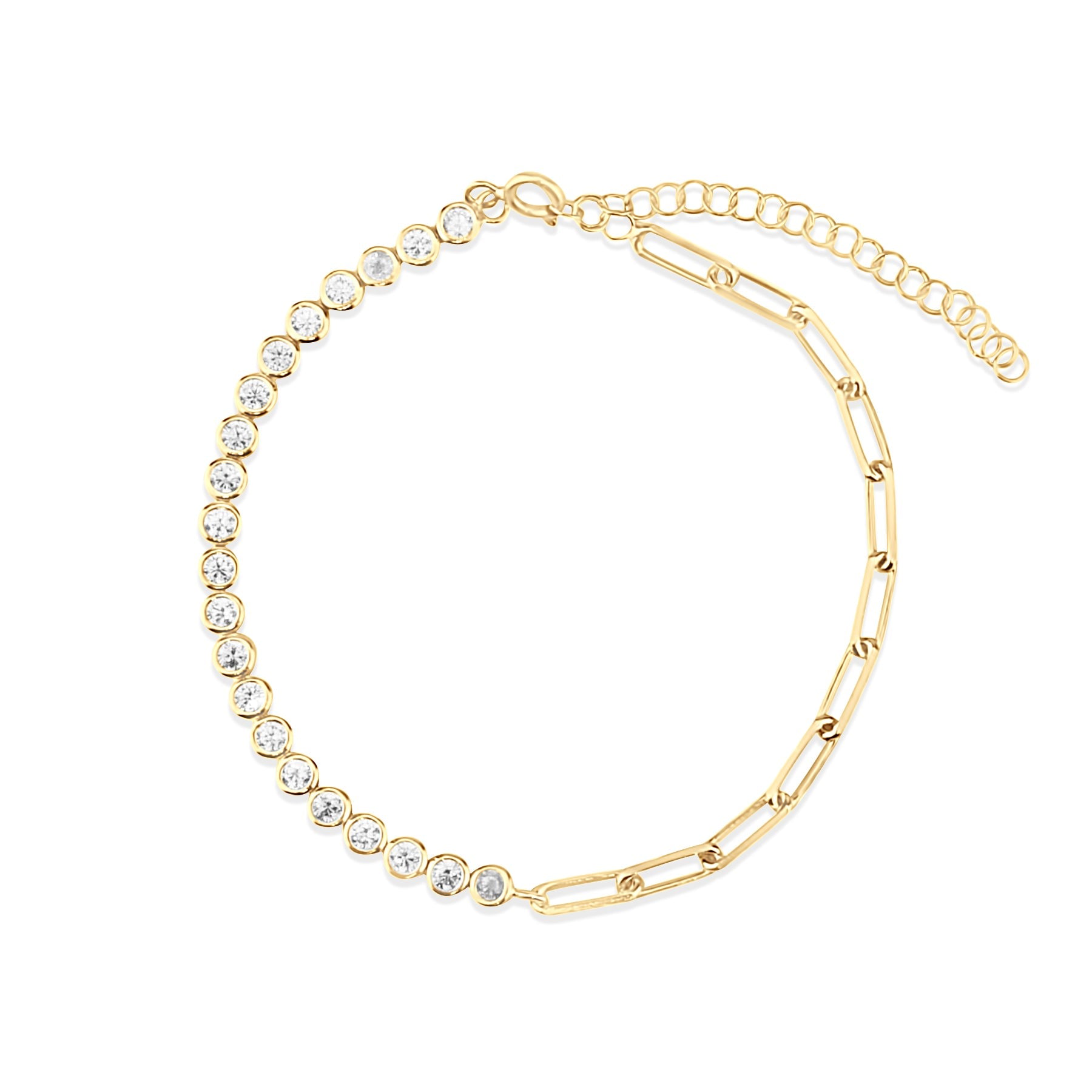 Half Link Half Round Tennis Bracelet