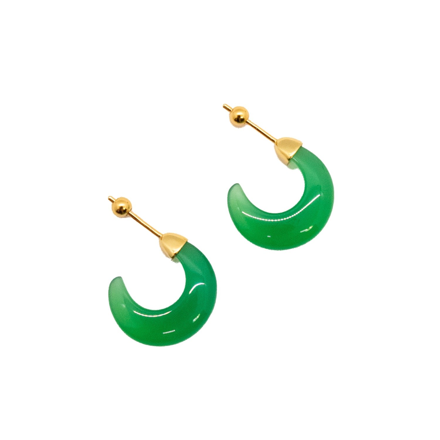Half Moon Green Chalcedony Earrings