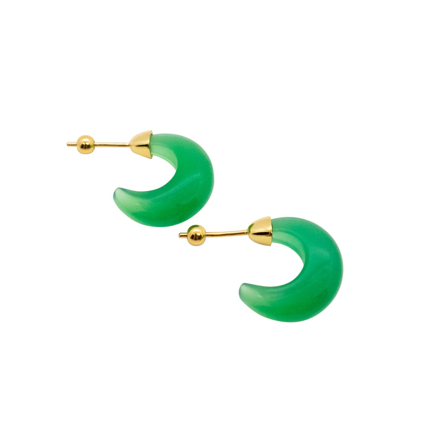 Half Moon Green Chalcedony Earrings