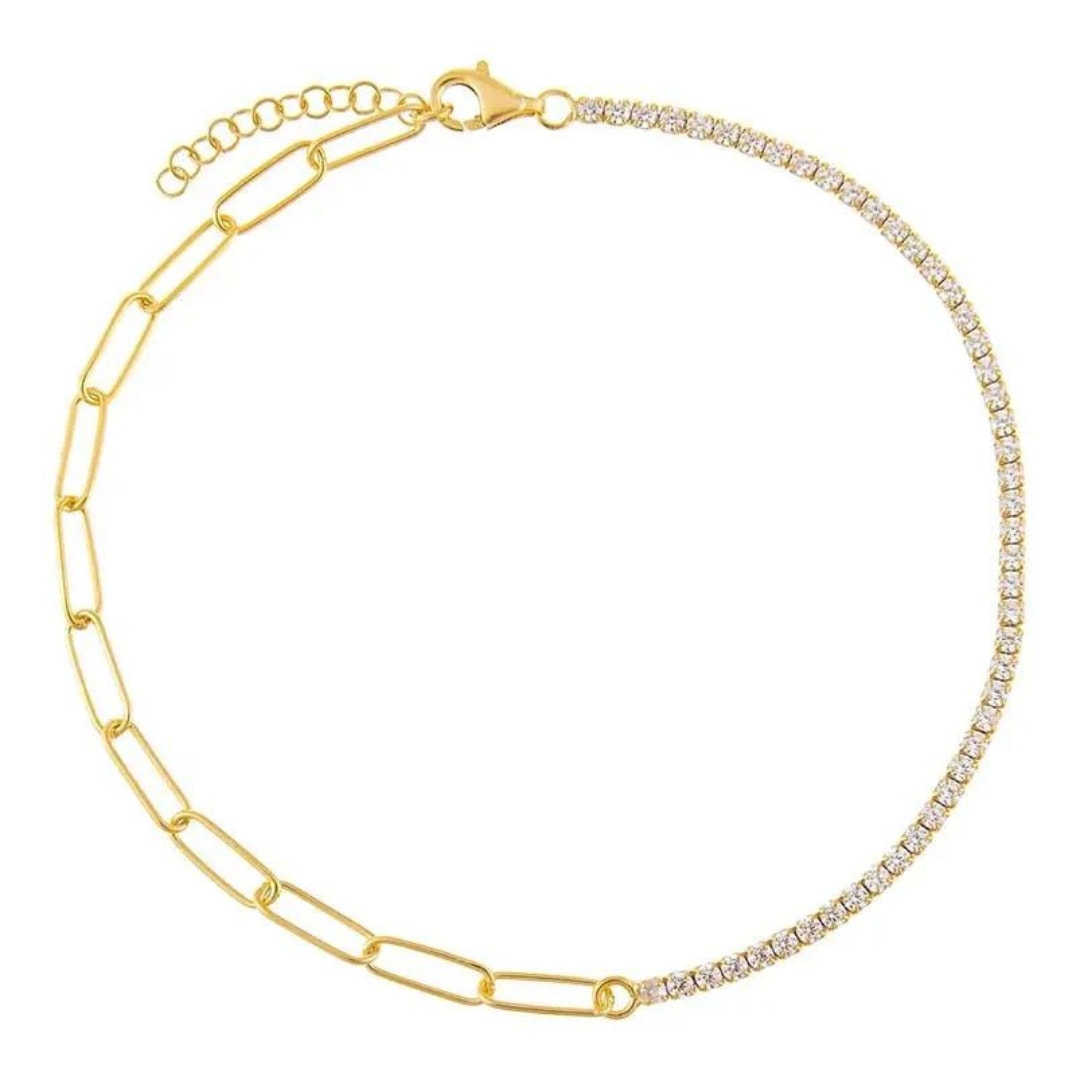 Gold Tennis Paperclip Chain Bracelet