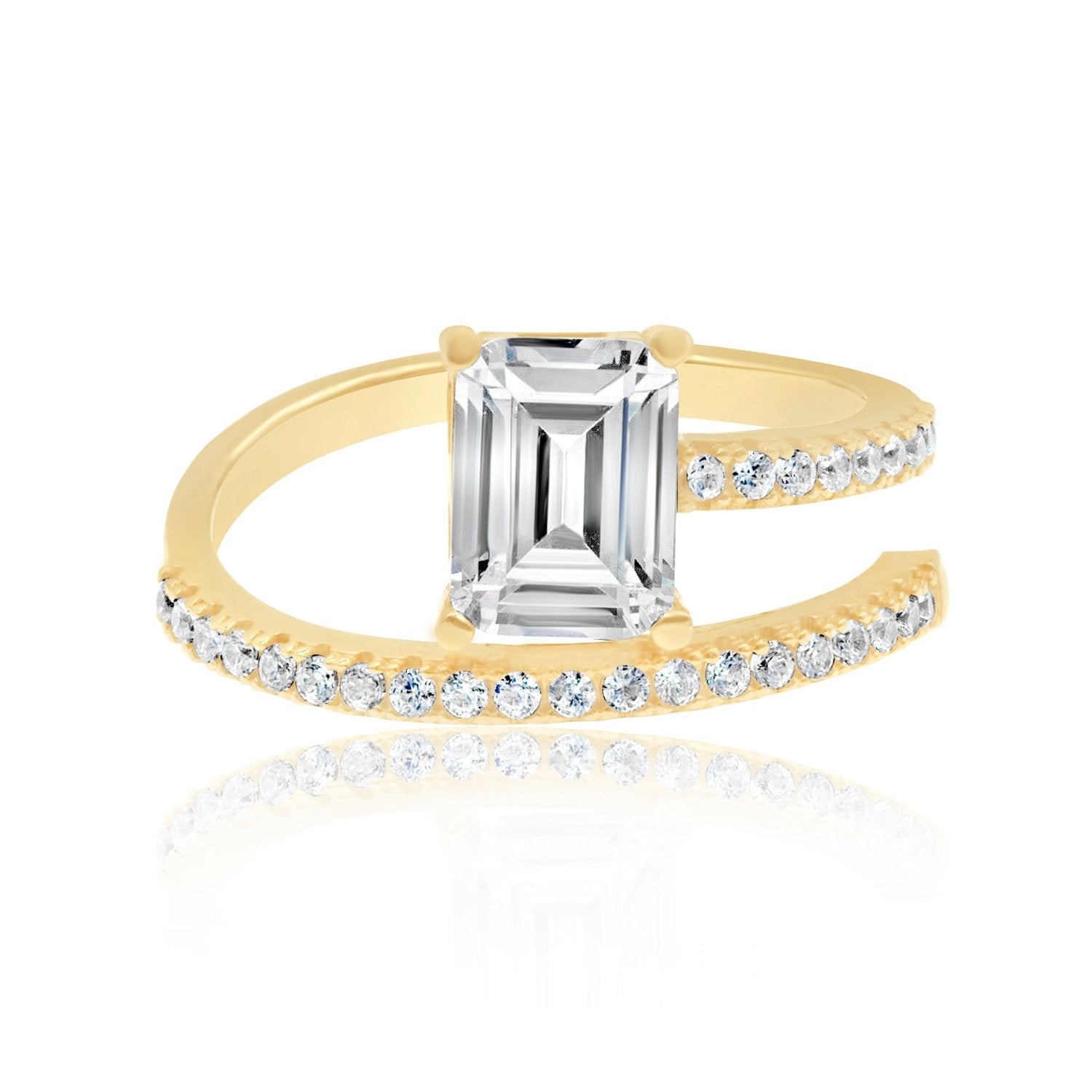 Half Way Around Emerald Statement Ring - Gold
