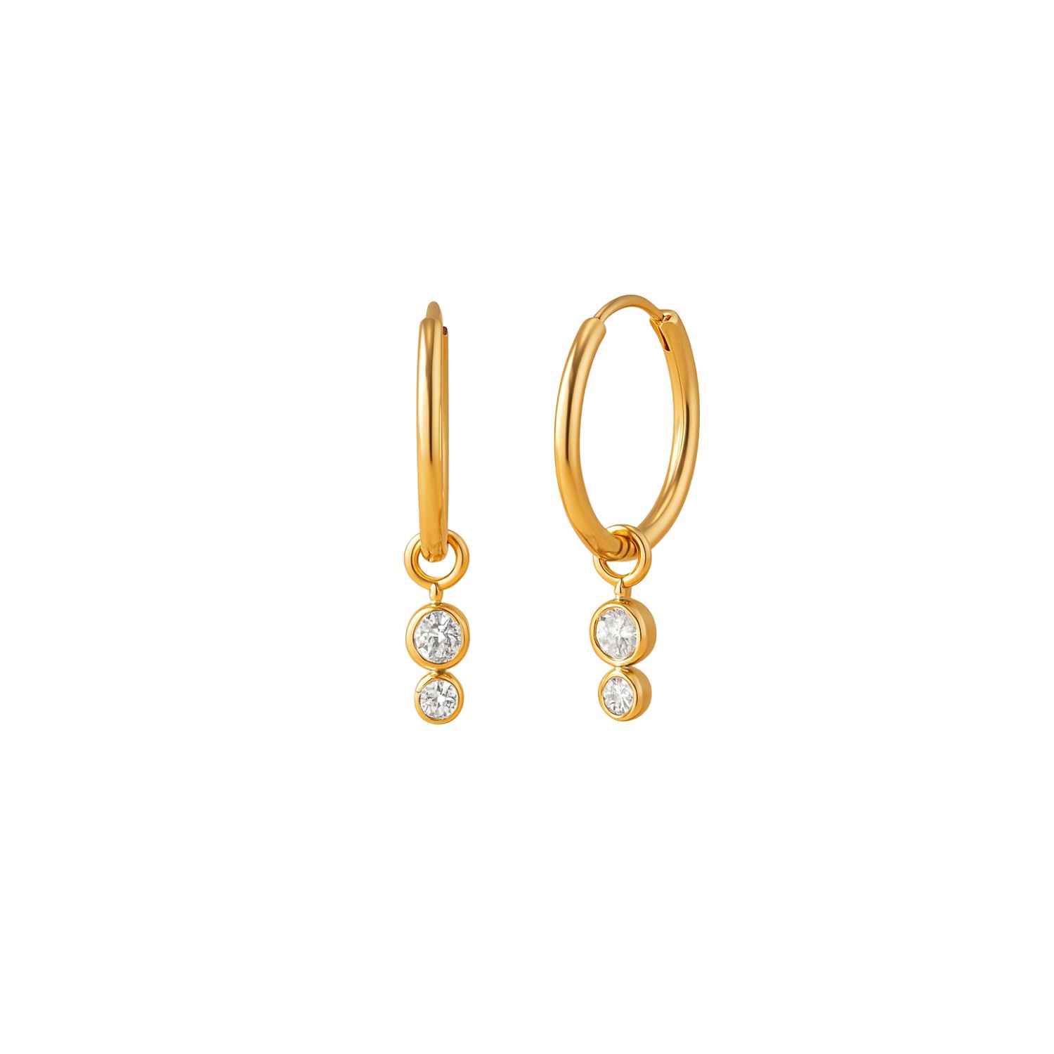 Halo Double Bezel Diamond Hoop Earrings