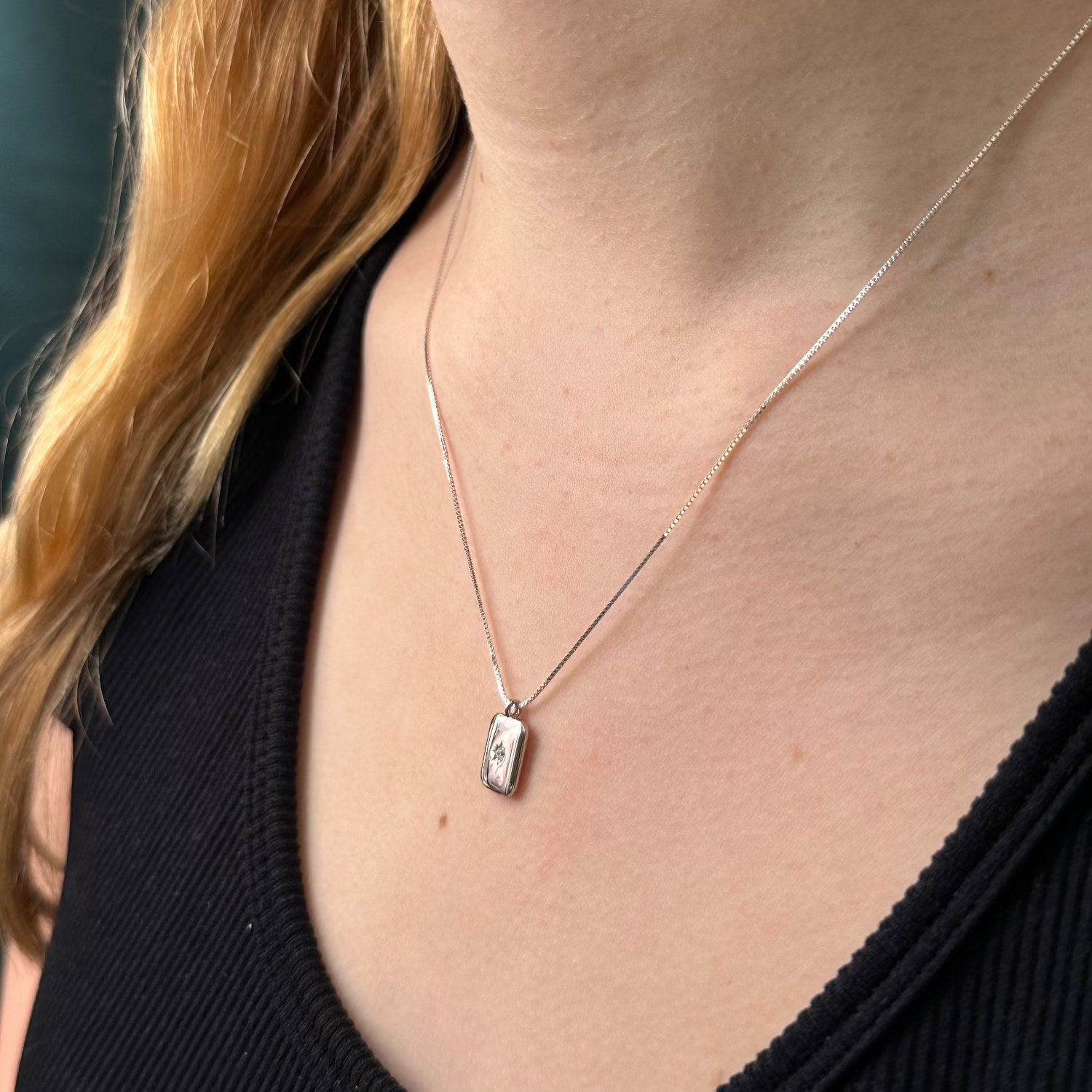 Gemstone Token Pendant Necklace - Silver