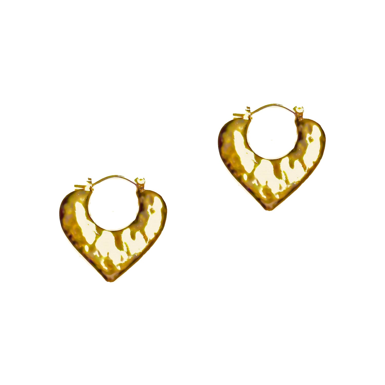 Hammered Heart Hoop Earrings