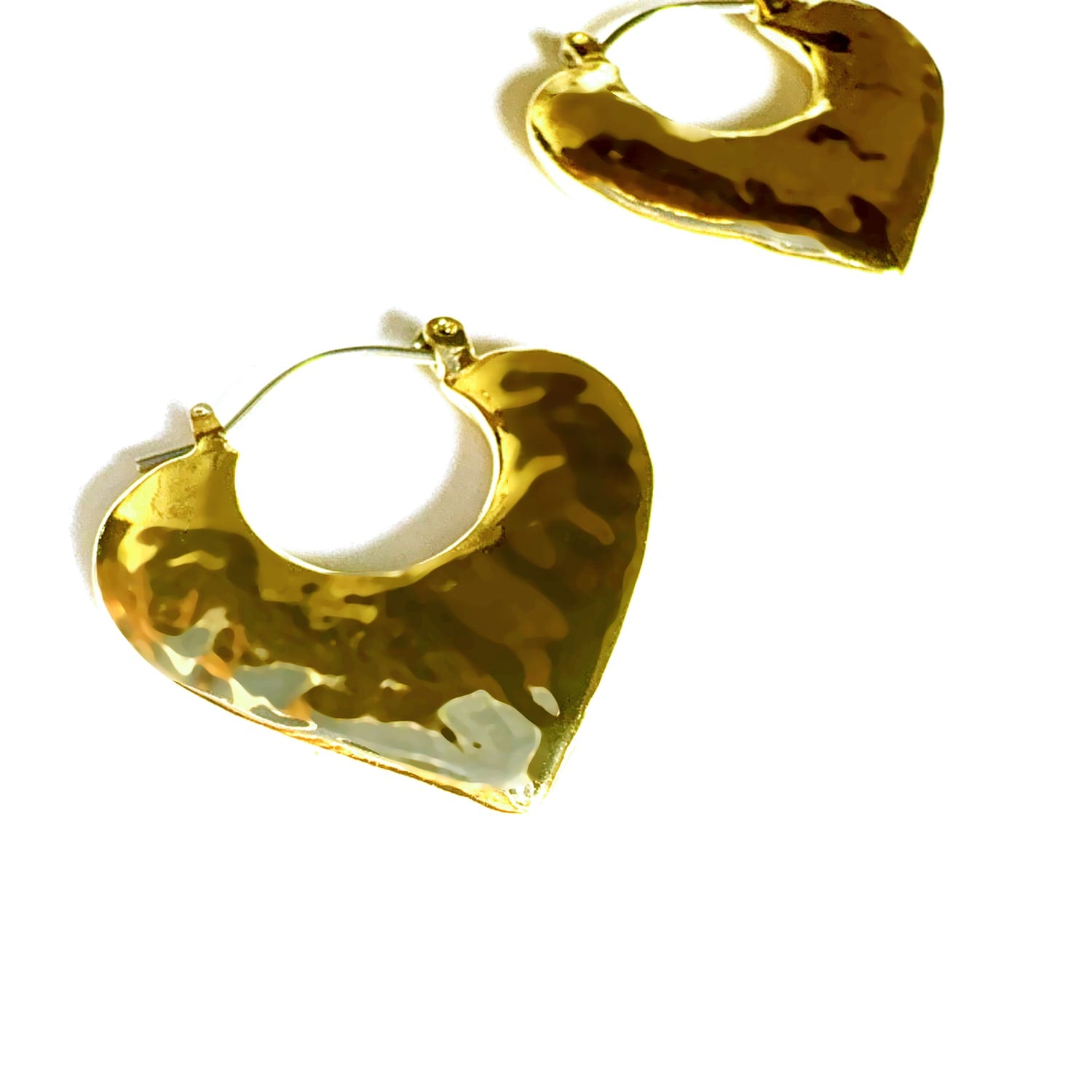 Hammered Heart Hoop Earrings