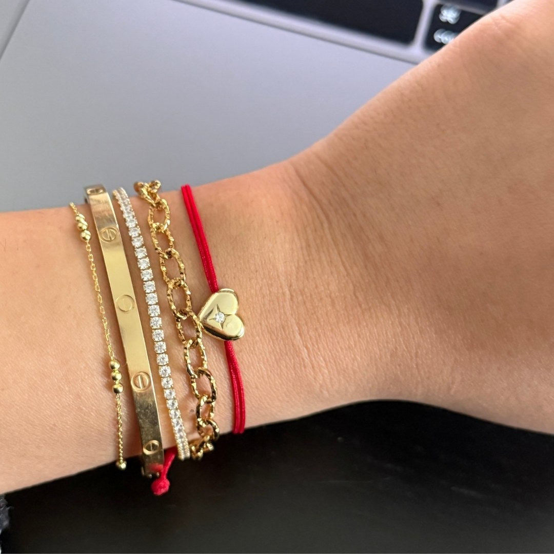 Hammered Gold Link Chain Bracelet