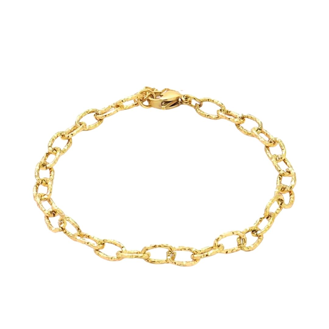 Hammered Gold Link Chain Bracelet