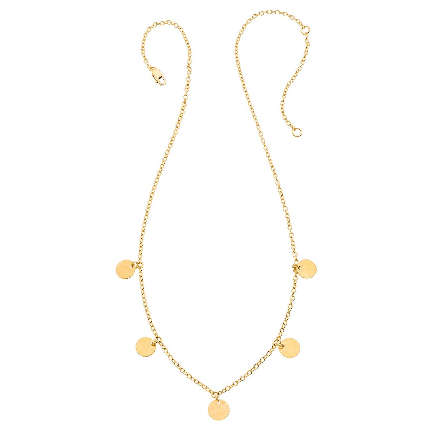 Five Tiny Hammered Coins Necklace - Gold-Filled