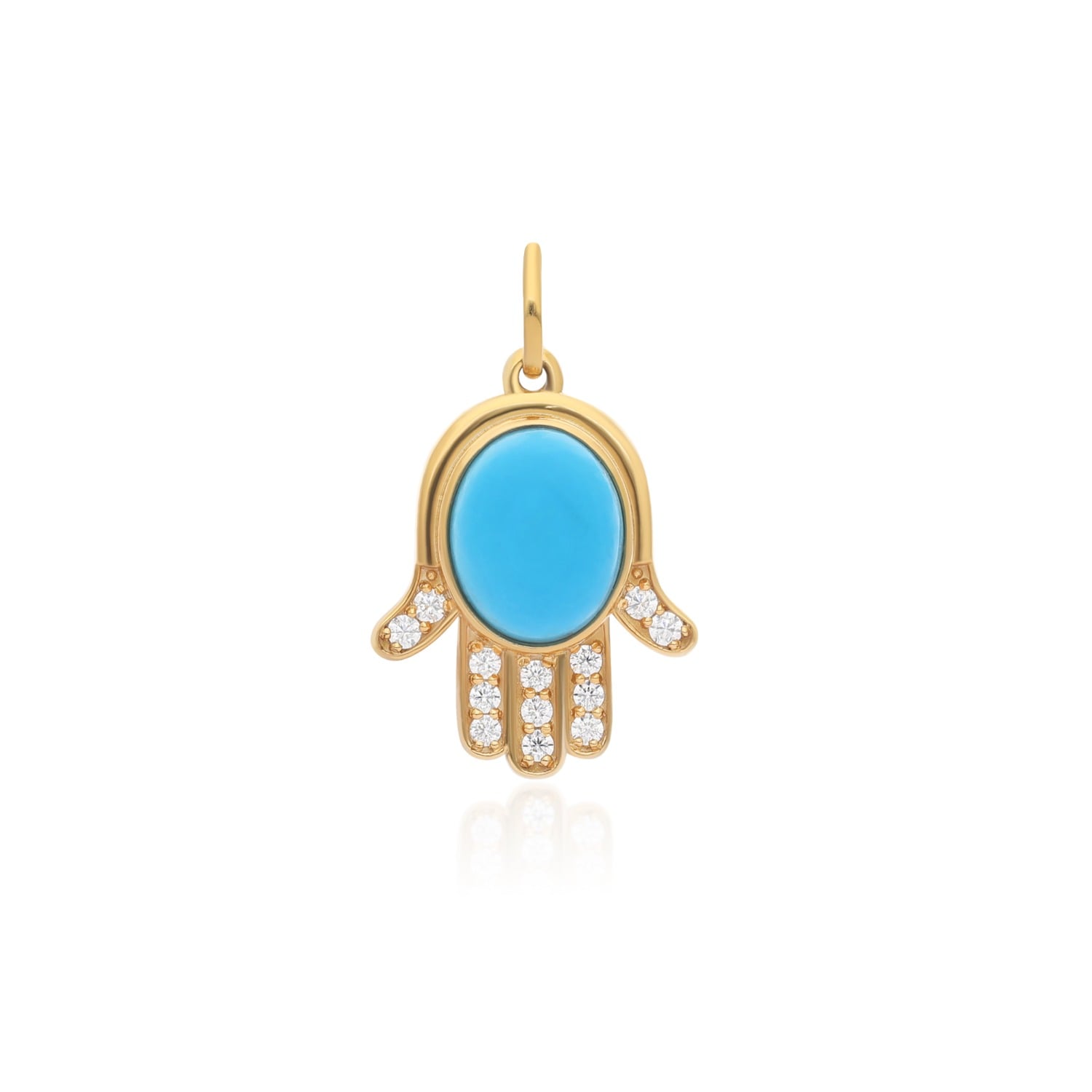 Hamsa Turquoise Charm Pendant In Sterling Silver