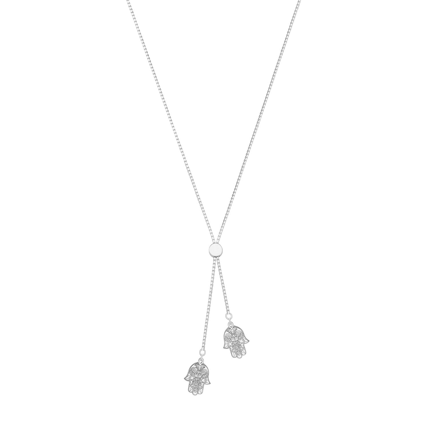 Hamsa Hand Sterling Silver Slider Necklace