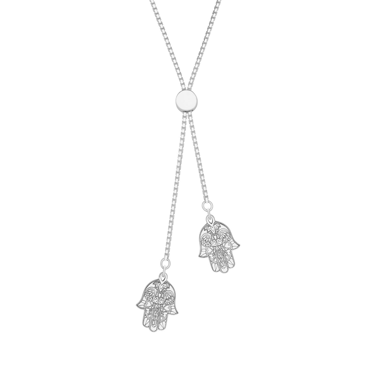Hamsa Hand Sterling Silver Slider Necklace