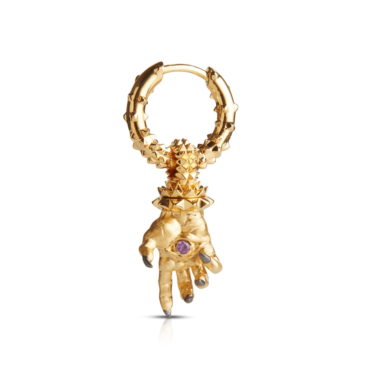 Hand Of The Protector Earrings - February - Amethyst - Gold Vermeil