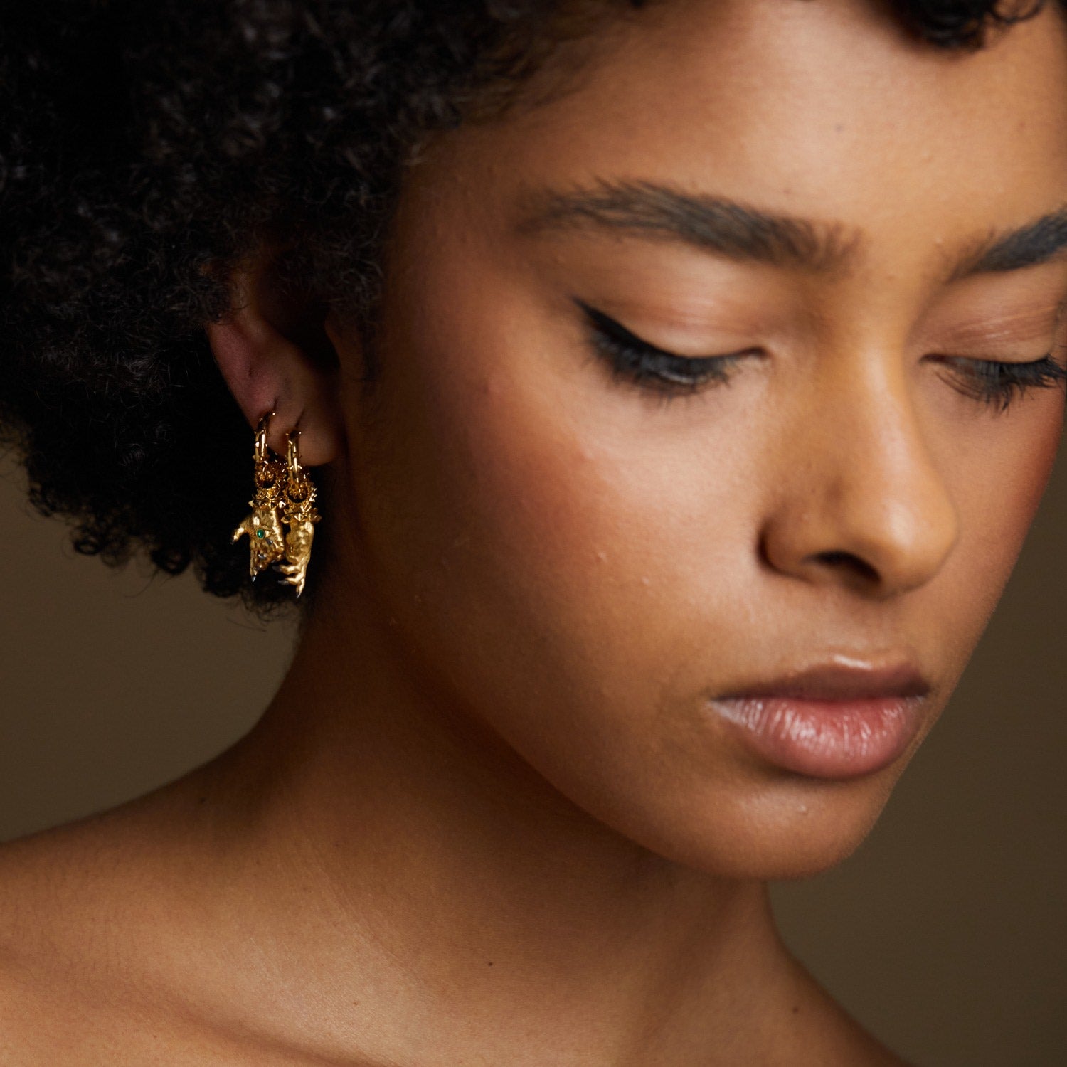 Hand Of The Protector Earrings - February - Amethyst - Gold Vermeil