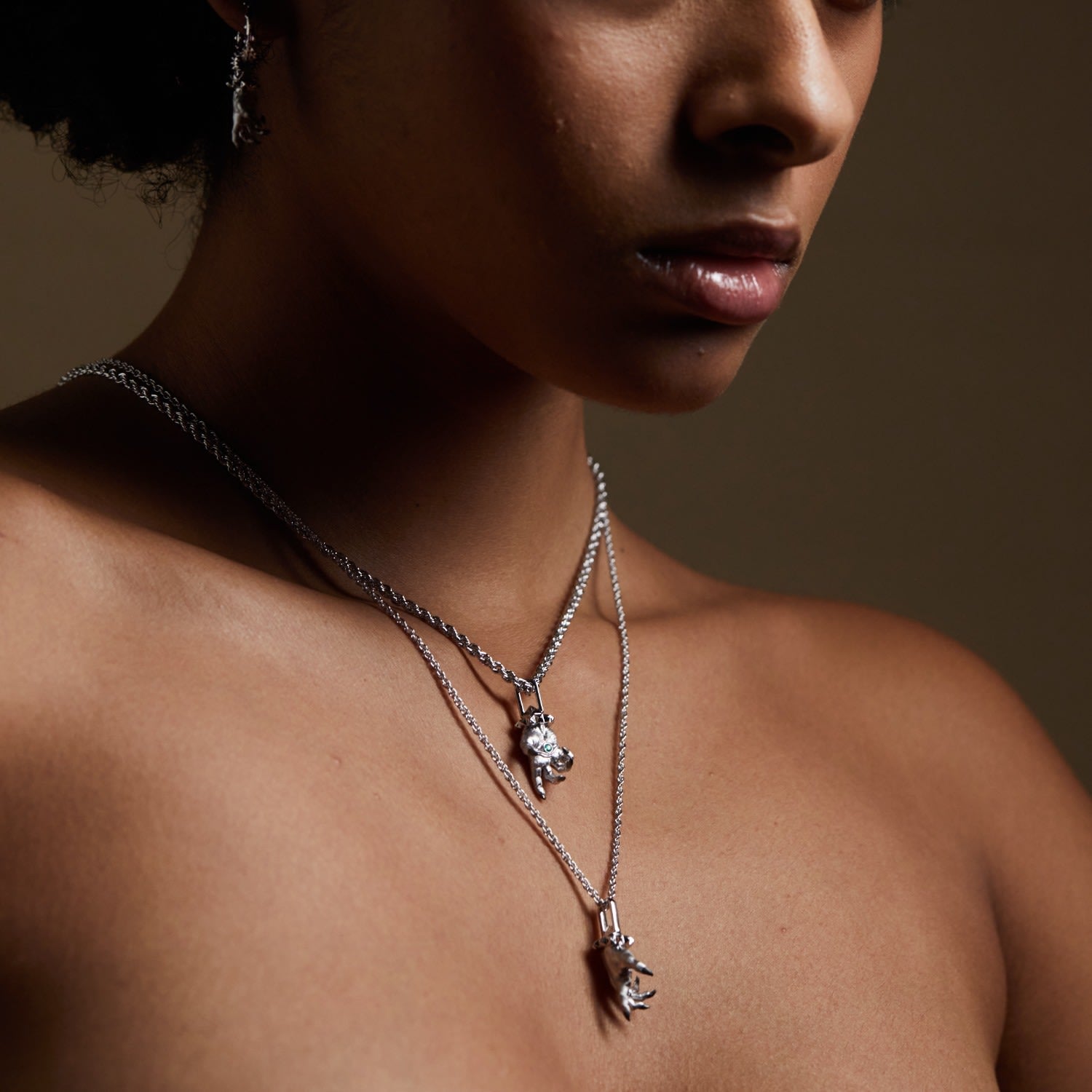 Hand Of The Protector Pendant - January - Garnet - Silver