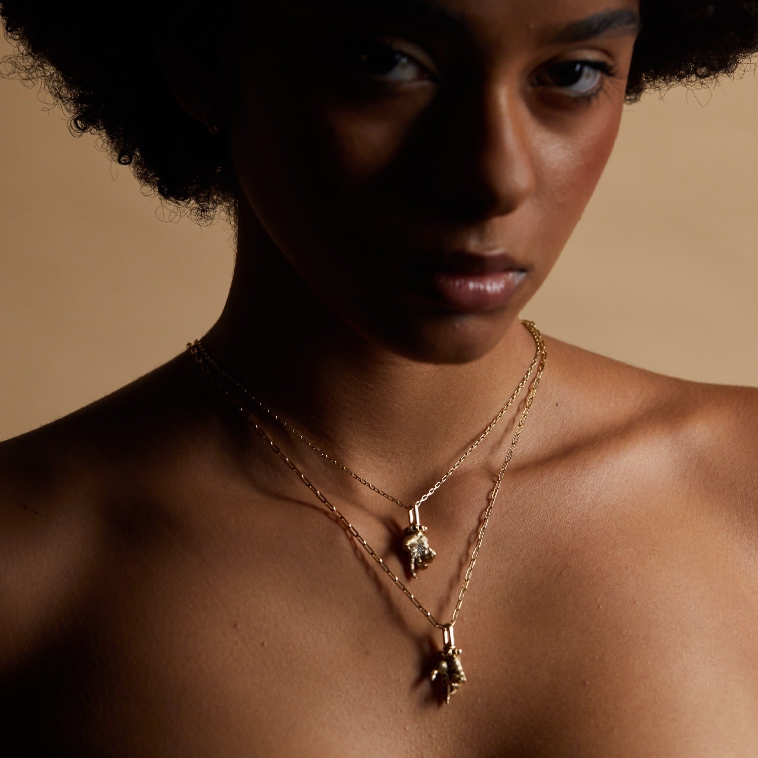 Hand Of The Protector Pendant - November - Topaz - Gold Vermeil
