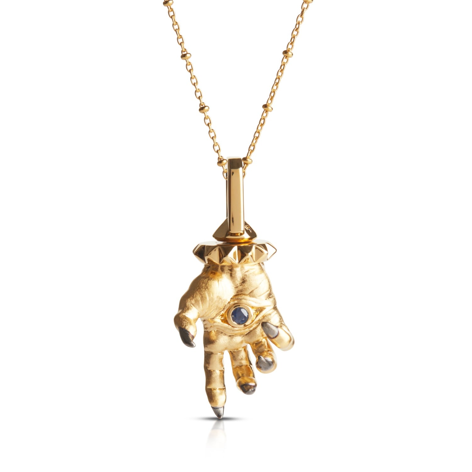 Hand Of The Protector Pendant - September - Sapphire - Gold Vermeil