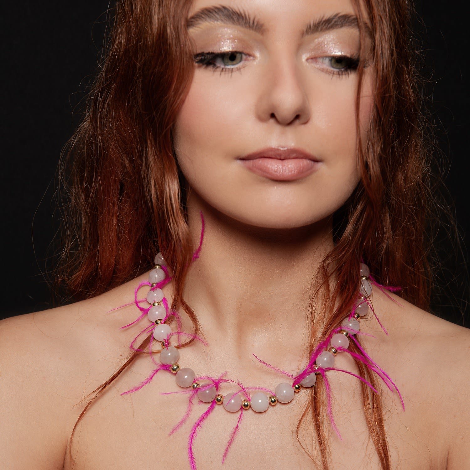 Handcrafted Rose Quartz Statement Necklace