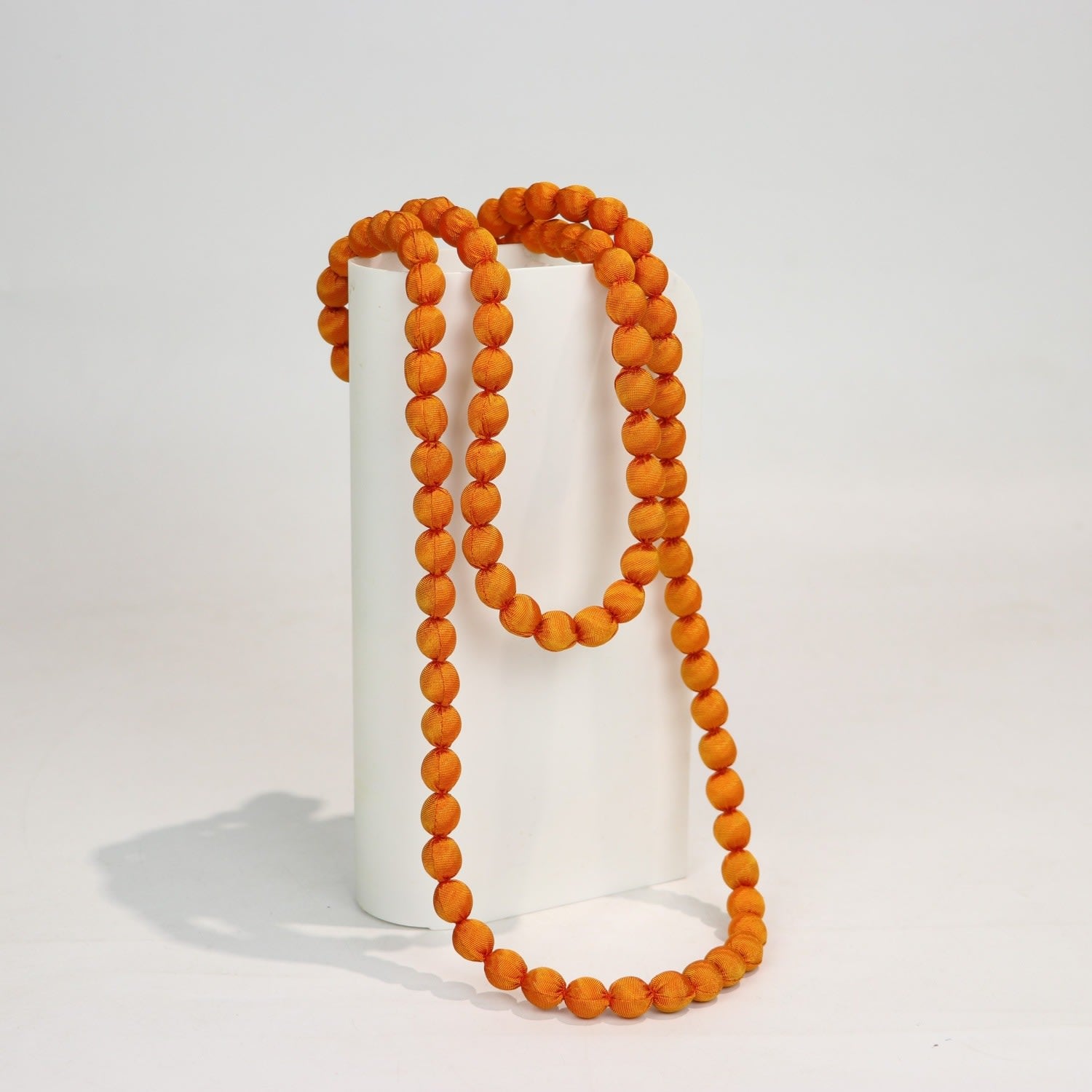 Handcrafted Silk Beads Orange Necklace