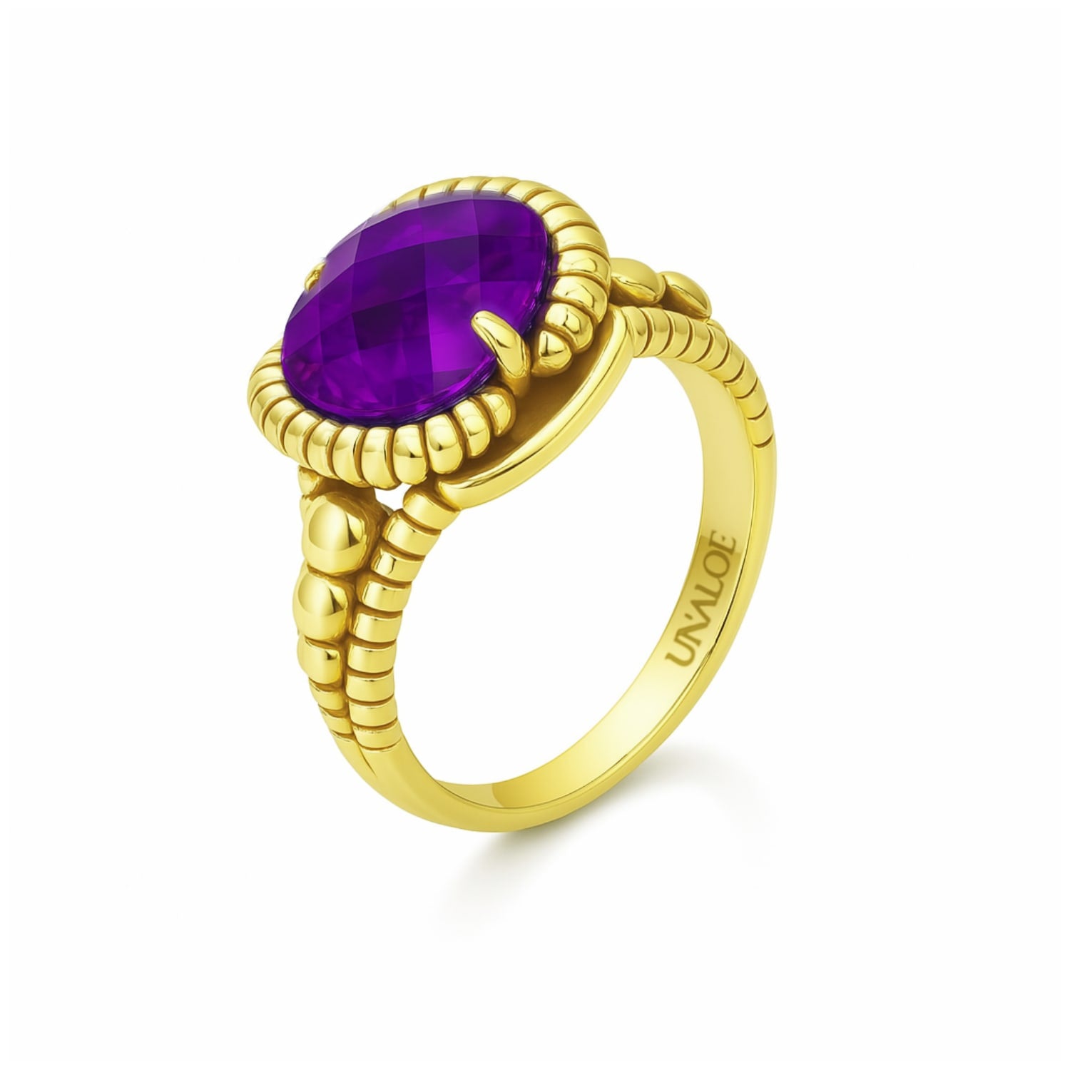 Handcrafted Sterling Silver-Gold Plated Ring With Green Zircon – Unaloe Made In Italy