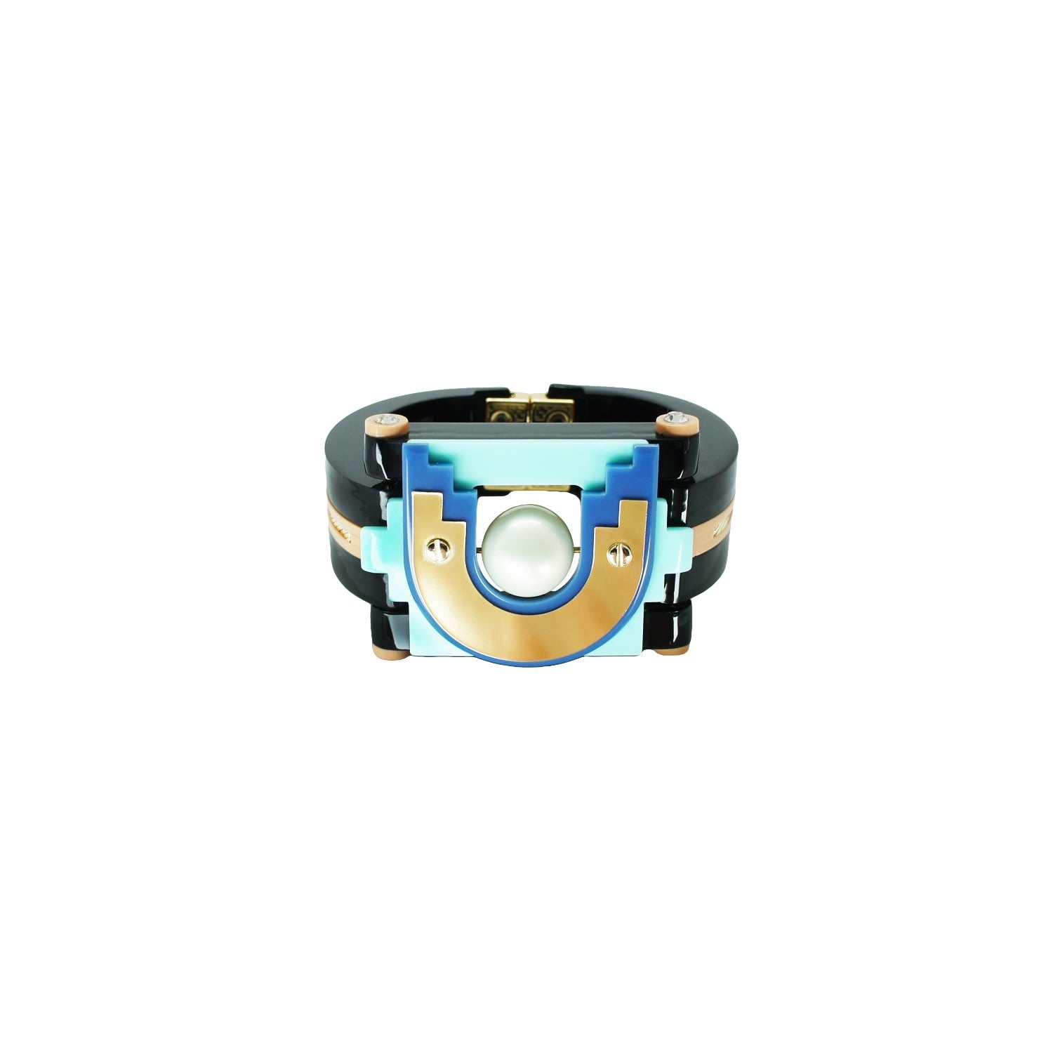 Handmade Acrylic Bracelet Maya Black & Blue Hortensia