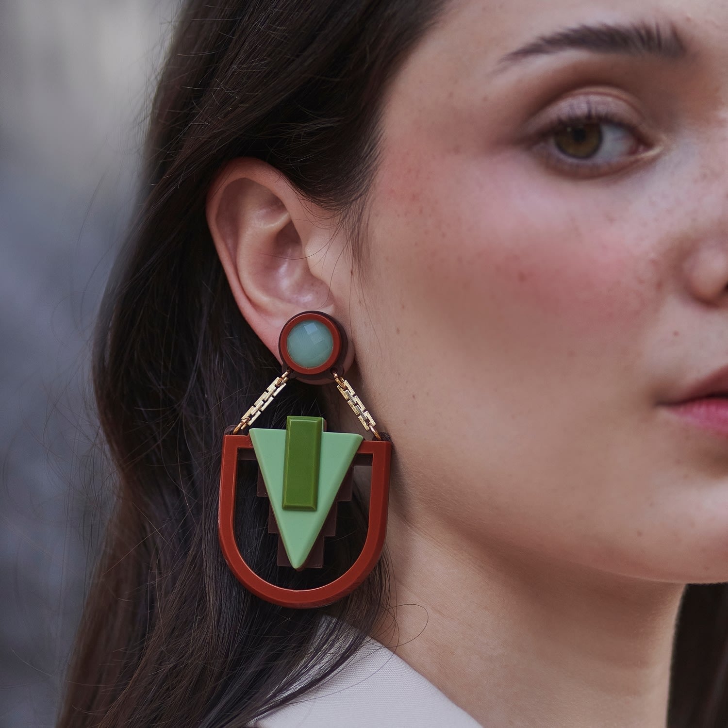 Handmade Acrylic Earring Arrow Deco Pistachio