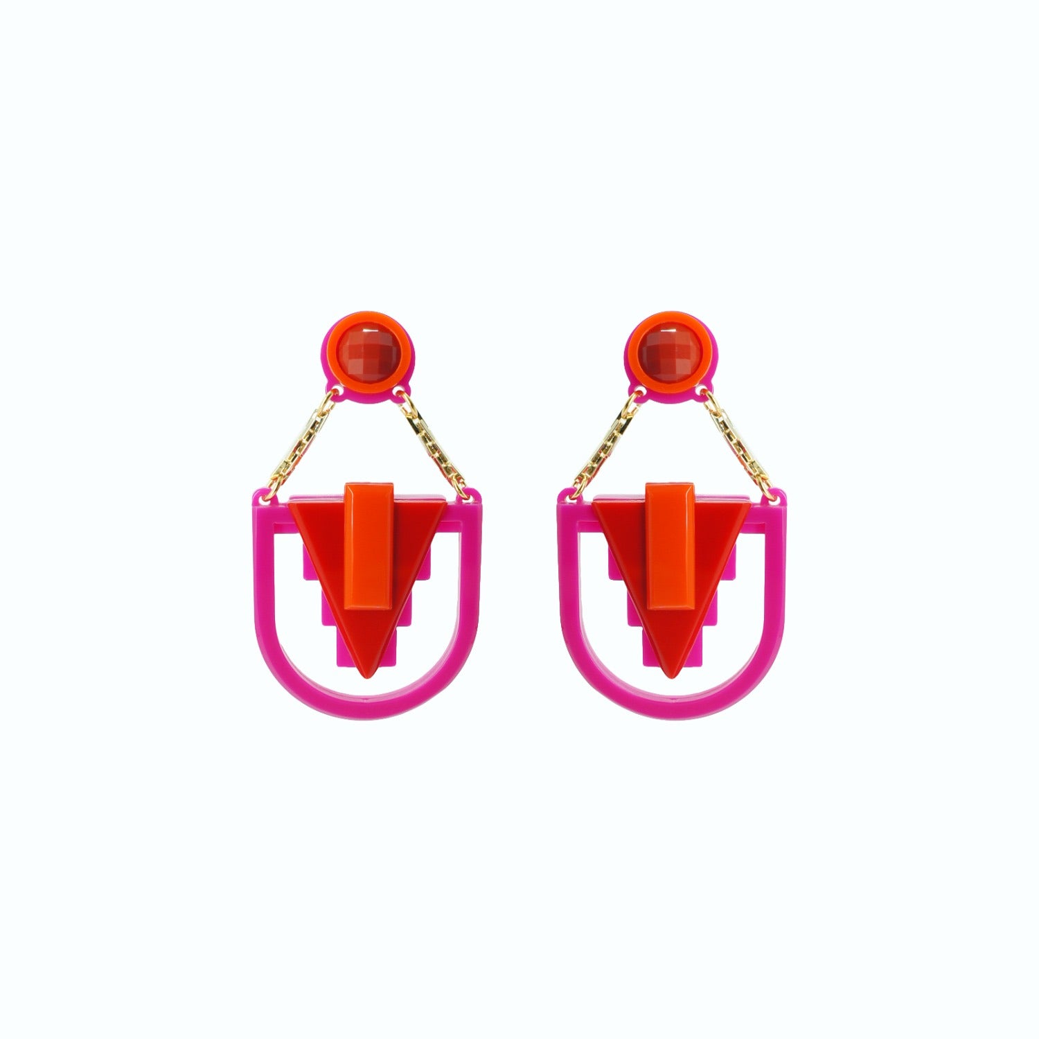 Handmade Acrylic Earring Arrow Deco Red