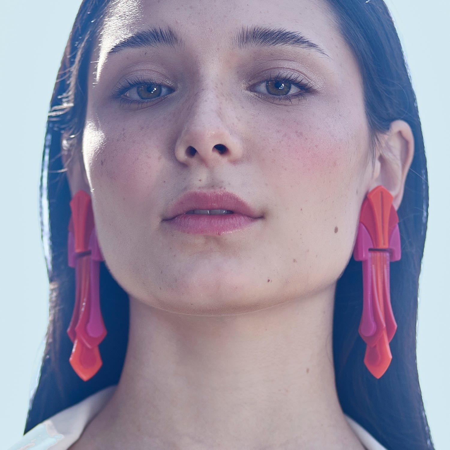 Handmade Acrylic Earring Palm Deco Cinnamon