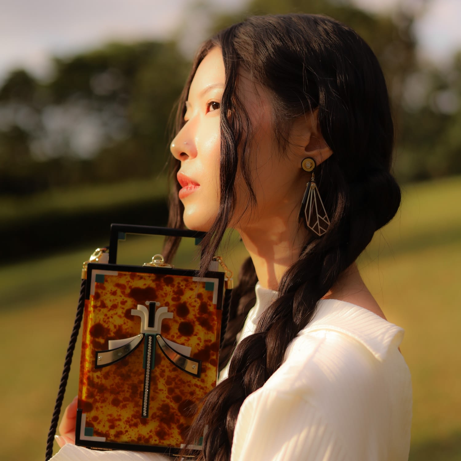 Handmade Acrylic Earring Wings Pendant Black