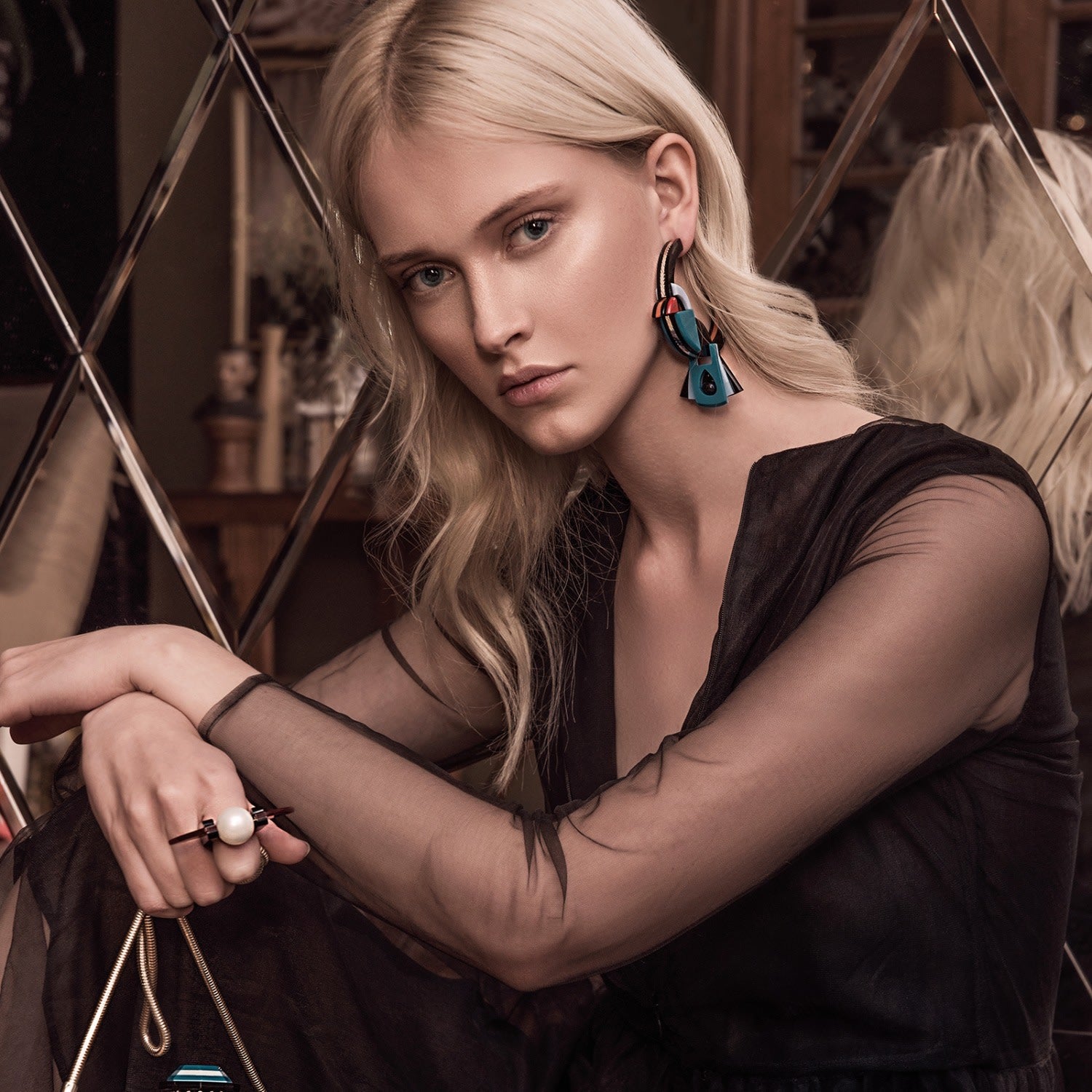 Handmade Acrylic Earrings Hoops Birds Burgundy