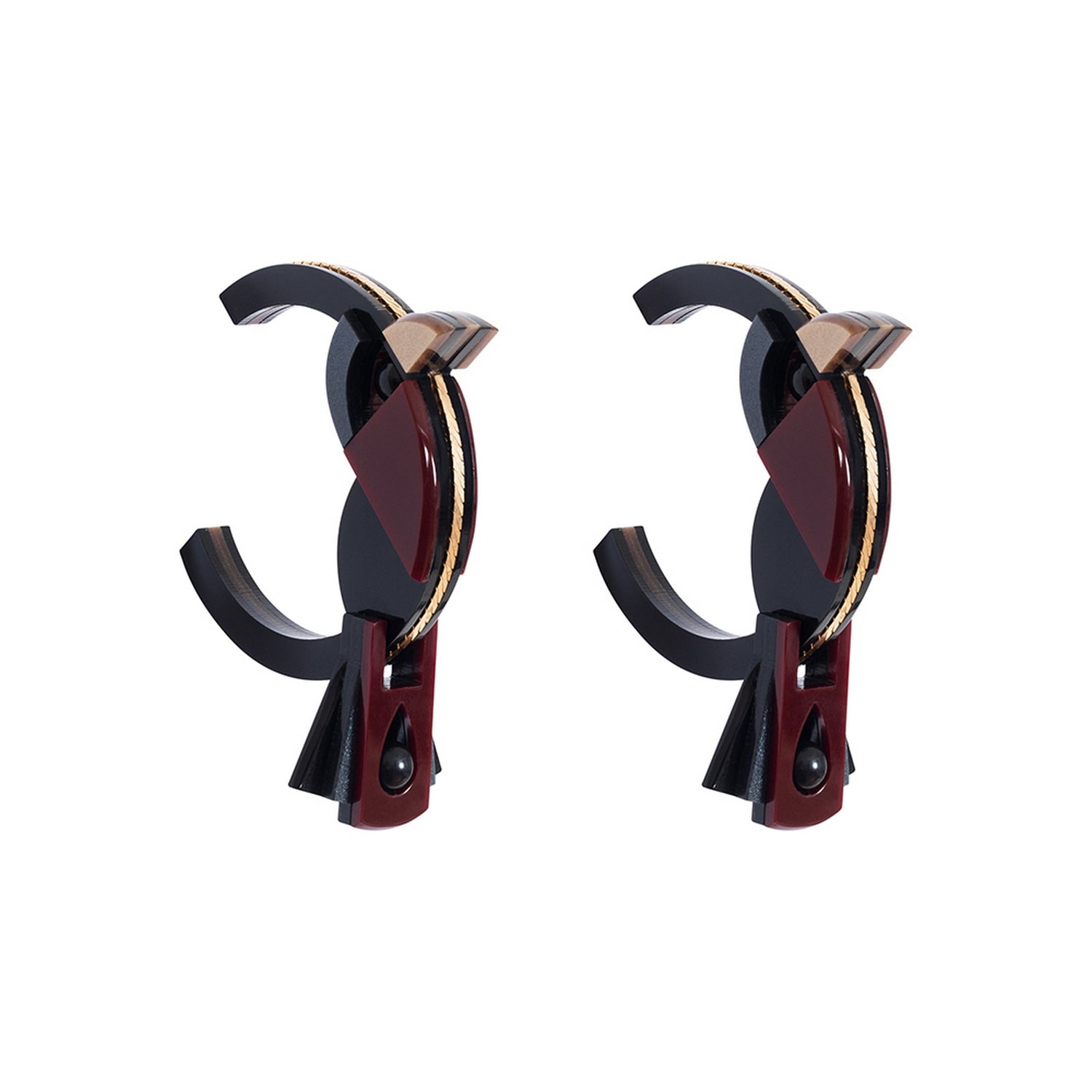 Handmade Acrylic Earrings Hoops Birds Burgundy