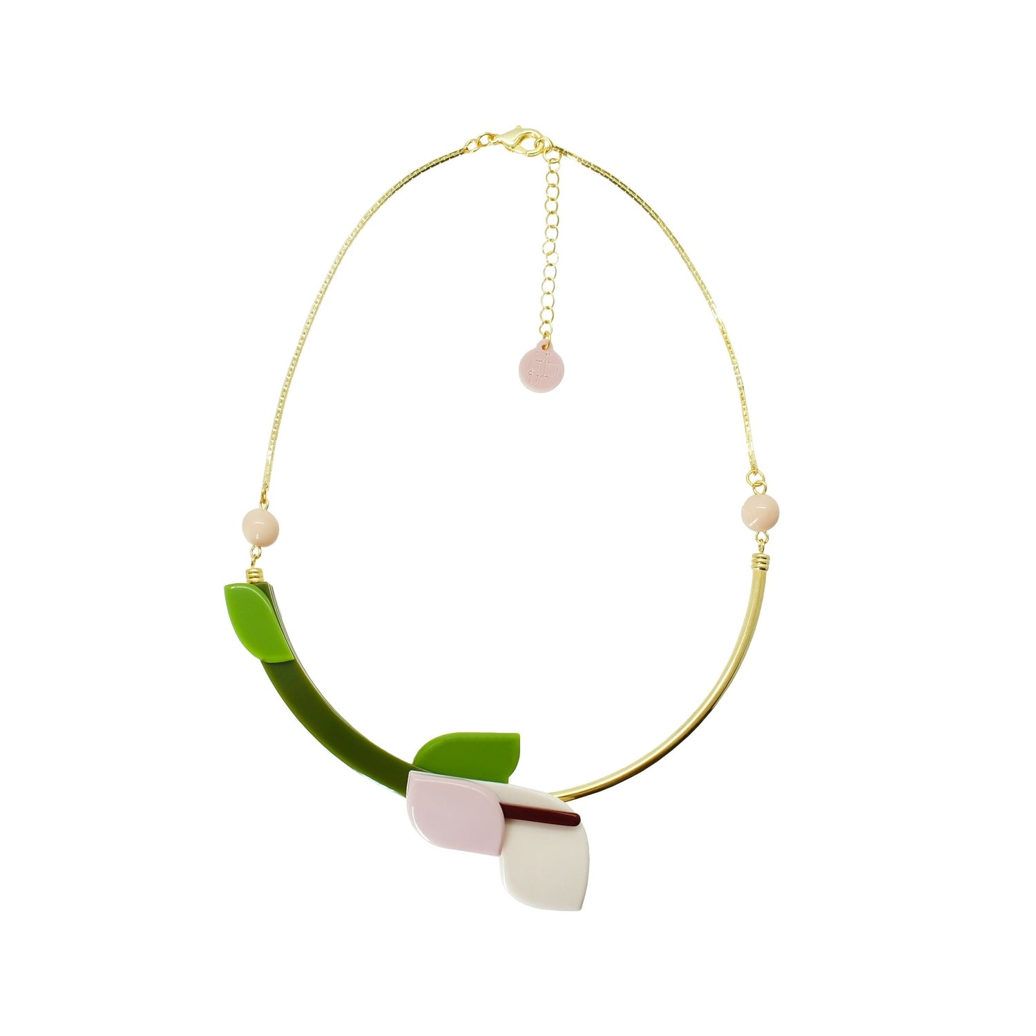 Handmade Acrylic Necklace Choker Anthurium / Nude