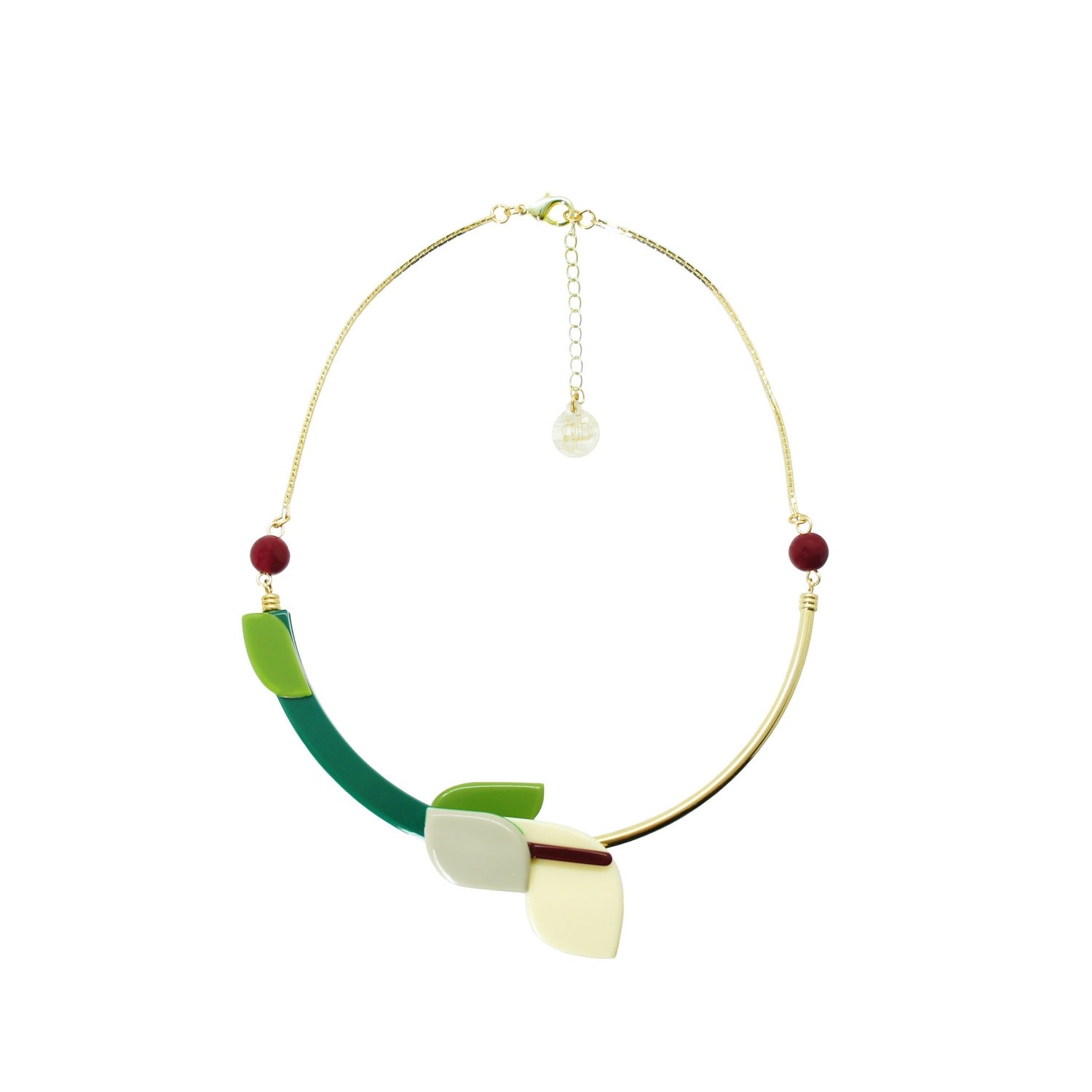 Handmade Acrylic Necklace Choker Anthurium / Vanilla