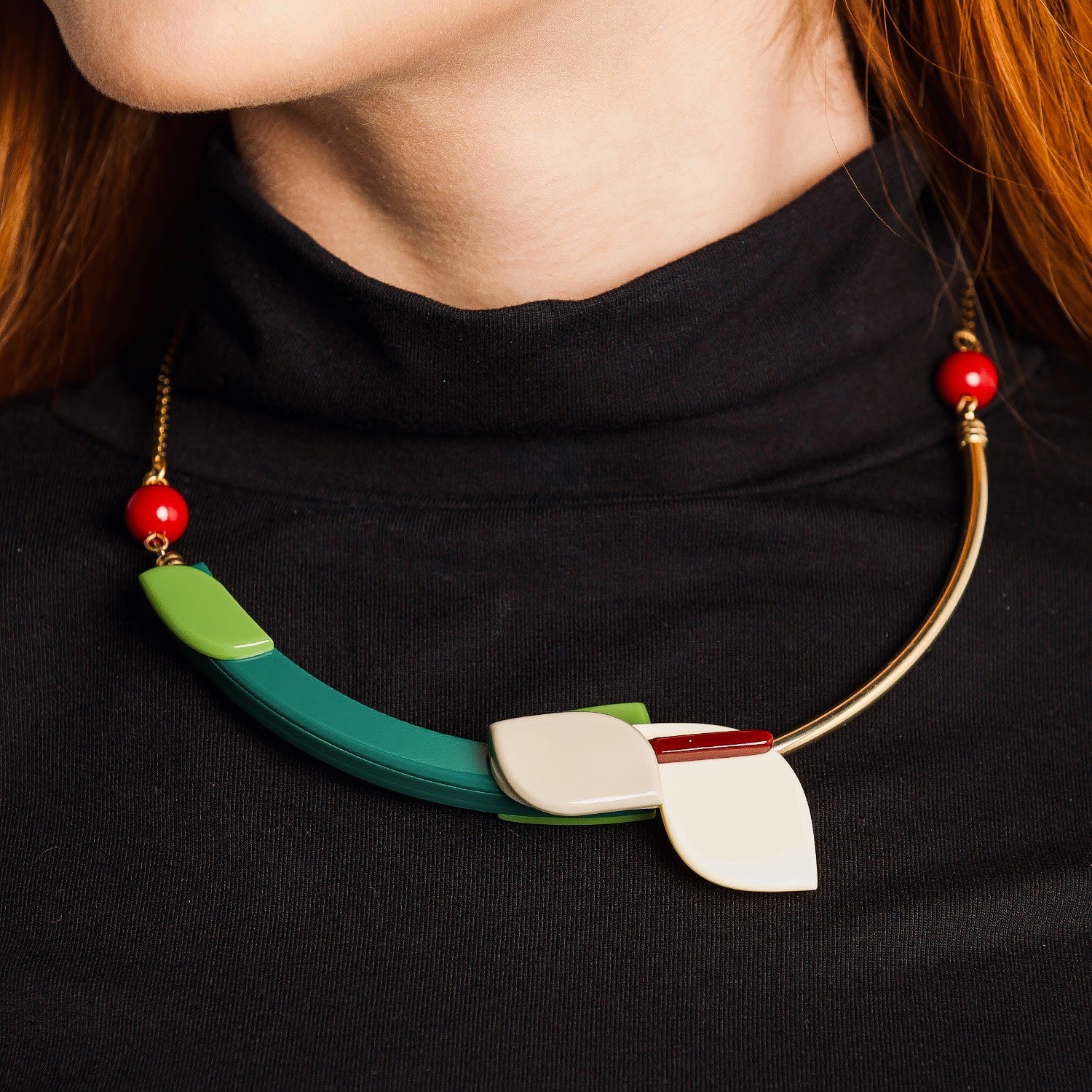 Handmade Acrylic Necklace Choker Anthurium / Nude