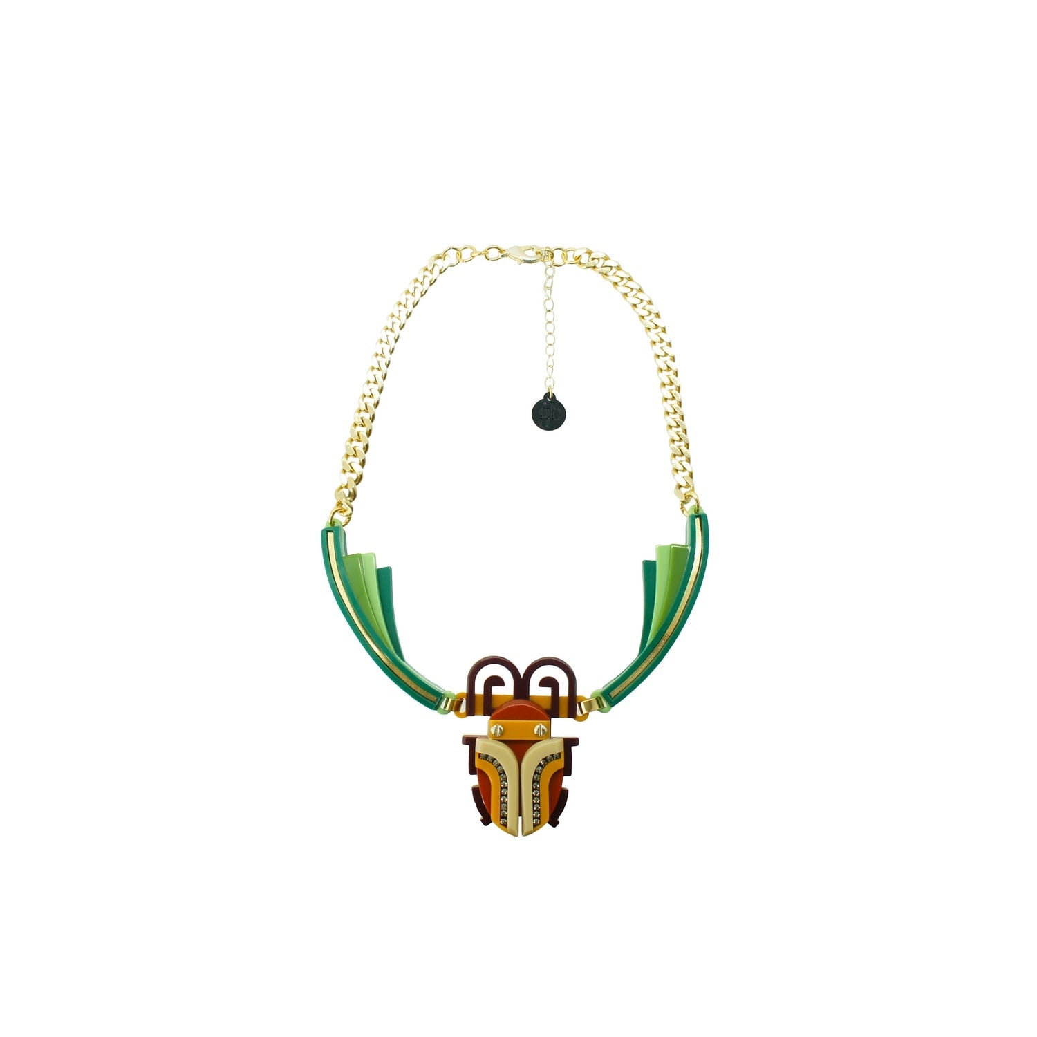 Handmade Acrylic Necklace Scarab Topaz