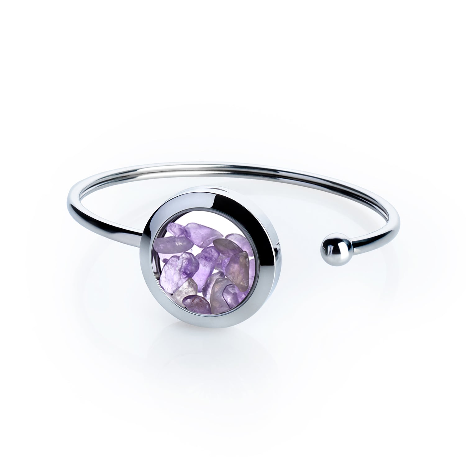 Handmade Amethyst Crystal Cuff Bracelet – Stainless Steel Jewelry For Inner Peace & Strength