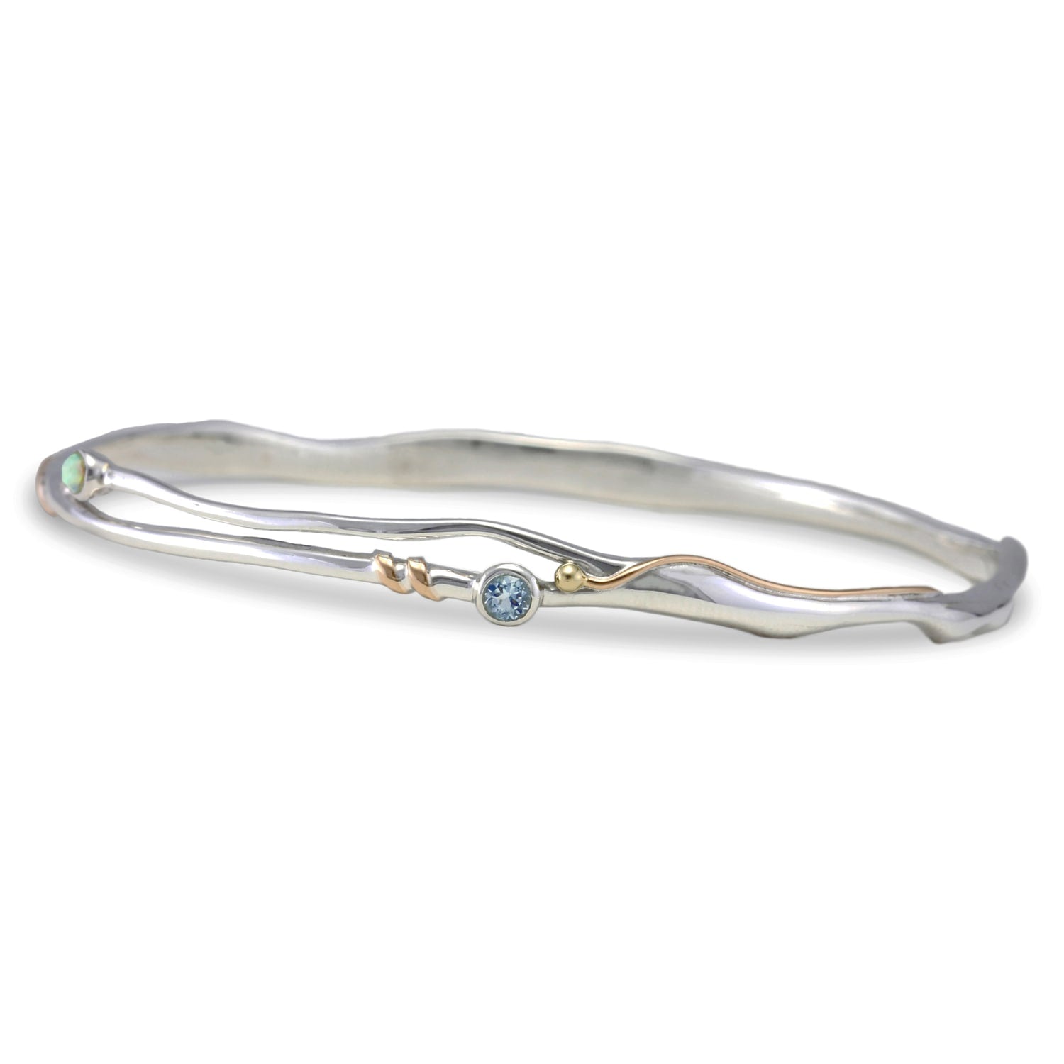 Handmade Blue Topaz & White Opal Bangle