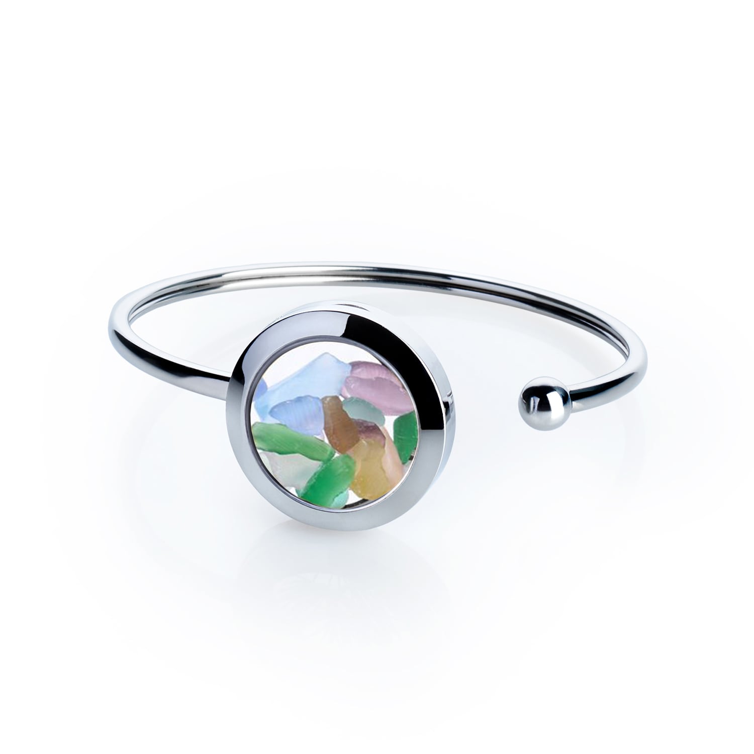 Handmade Colorful Tourmaline Crystal Cuff Bracelet – Adjustable Stainless Steel Jewelry For Balance & Positive Energy