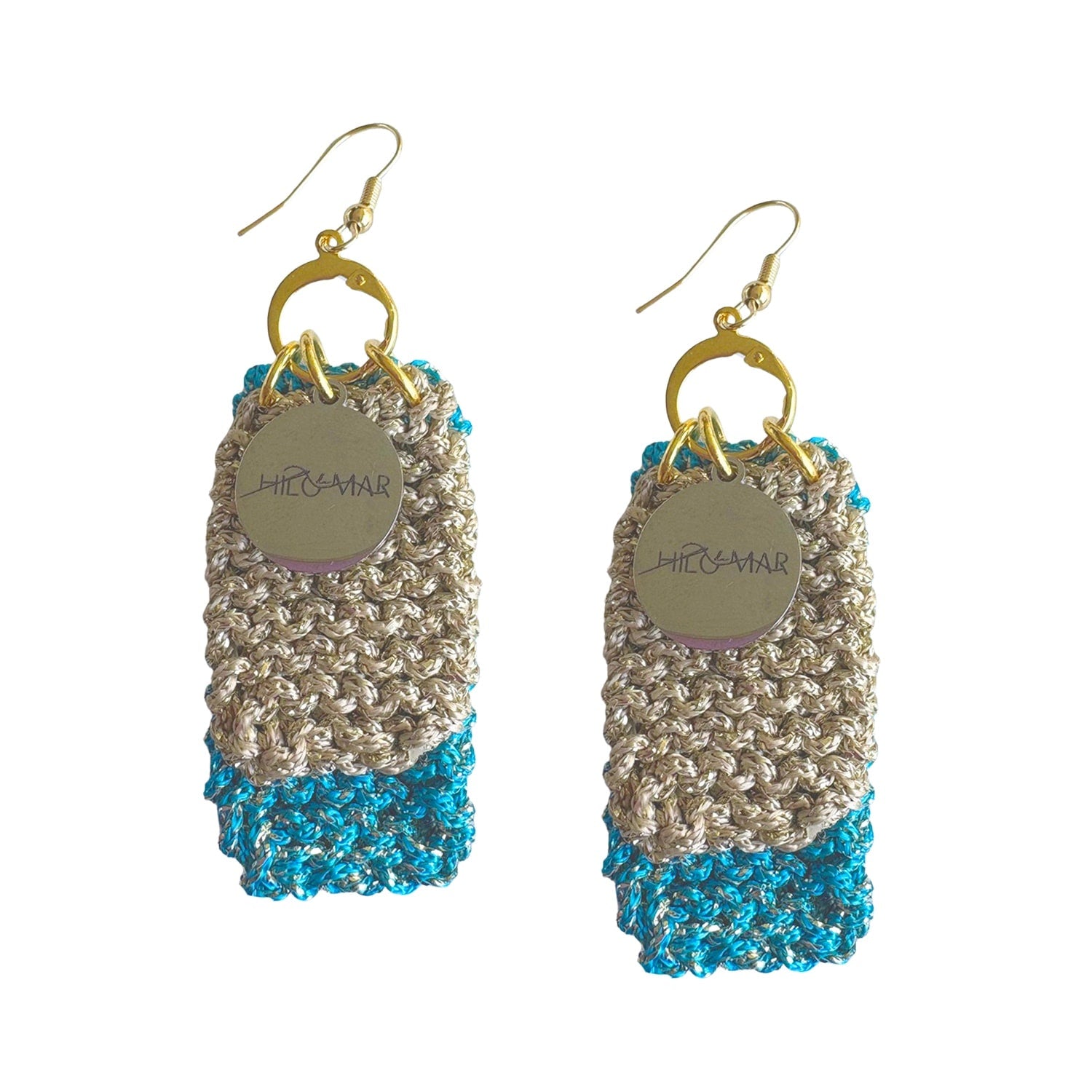 Handmade Earrings | Double Color Blue & Gold