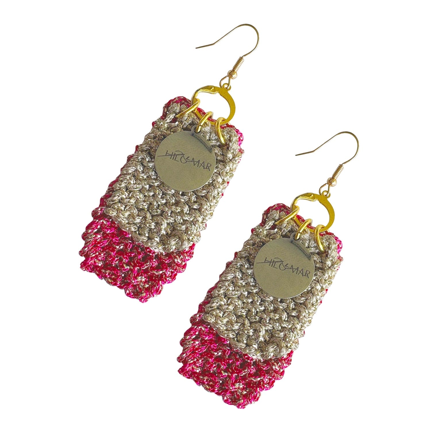 Handmade Earrings | Double Color Fuchsia & Gold
