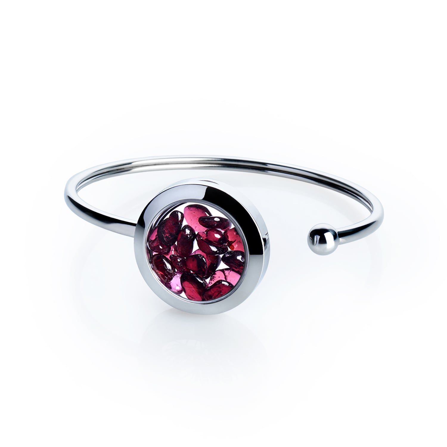 Handmade Garnet Birthstone Crystal Cuff Bracelet – Stainless Steel Jewelry For Passion & Strength