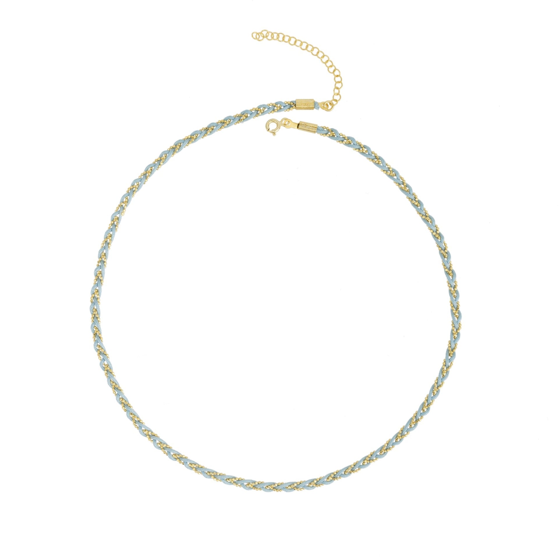 Handmade Rope Braided Sterling Silver Beaded Chain Necklace - Neutrals