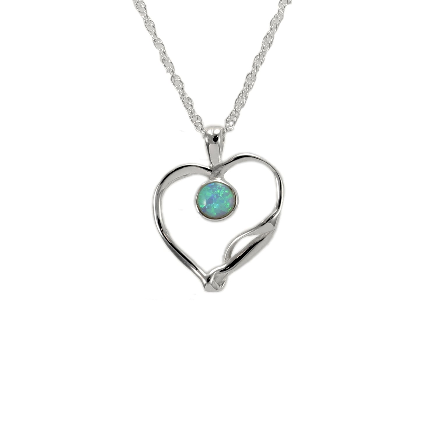 Handmade Silver & Opal Heart Pendant