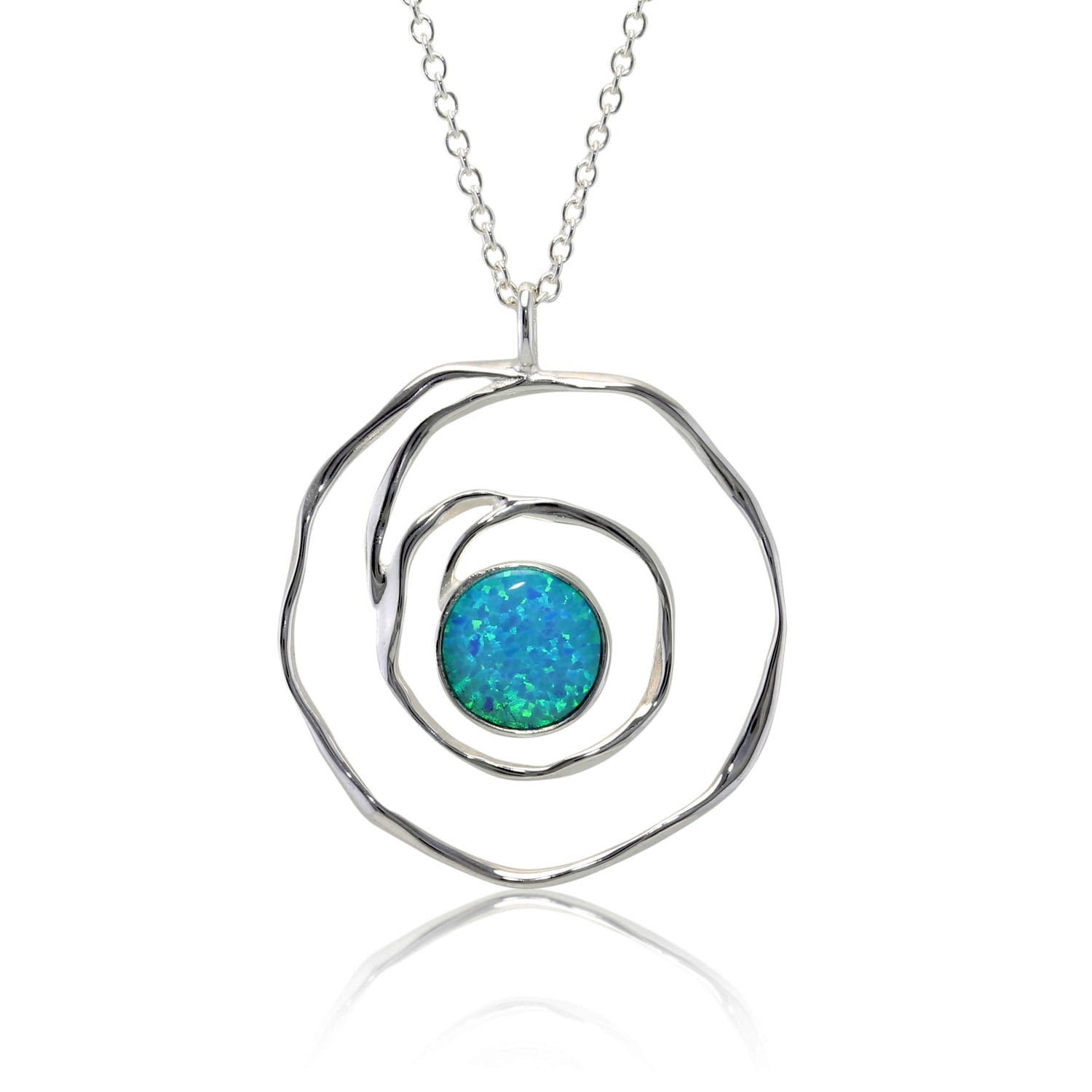 Handmade Spiral Blue Fire Opal Necklace