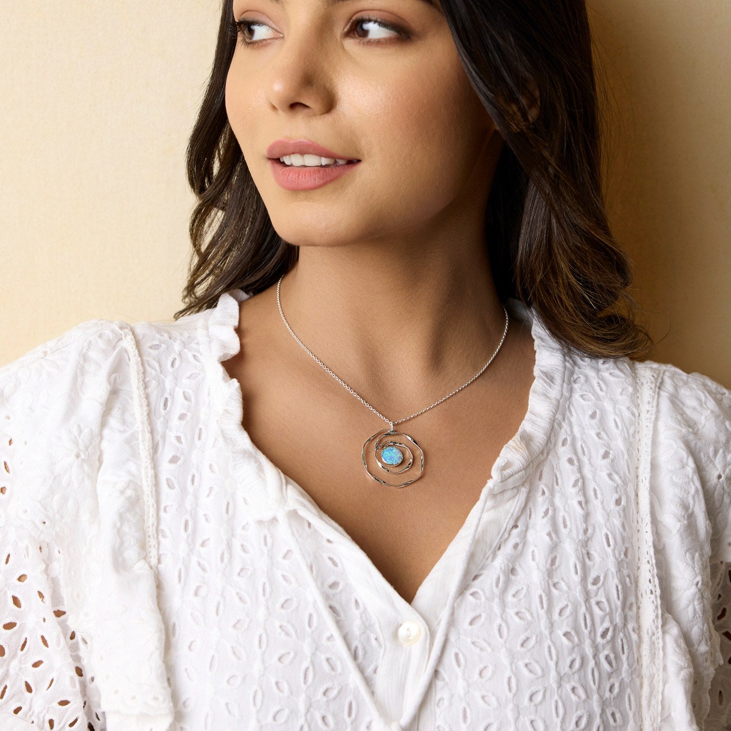 Handmade Spiral Blue Fire Opal Necklace