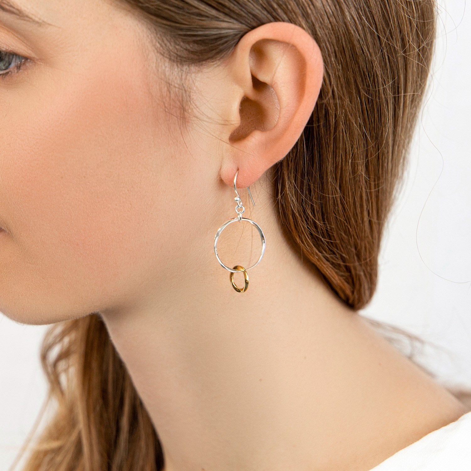 Handmade Two Tone Silver & Gold Loop Earrings