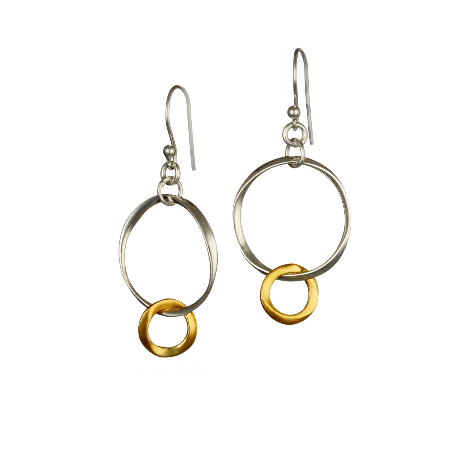 Handmade Two Tone Silver & Gold Loop Earrings