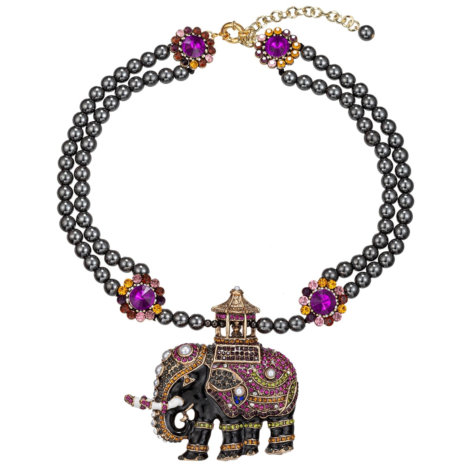 Happy Elephant Brooch Statement Necklace