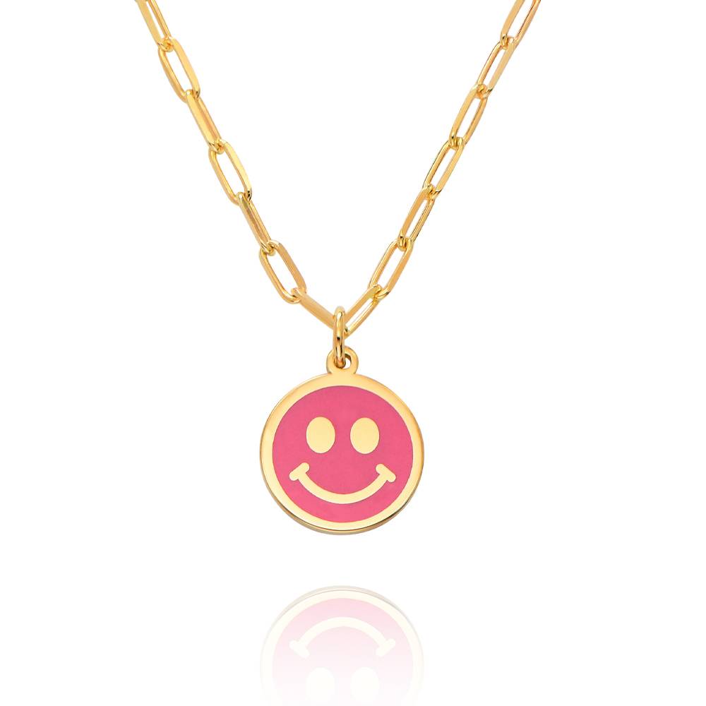 Happy Enamel Pendant Necklace in 18K Gold Plating