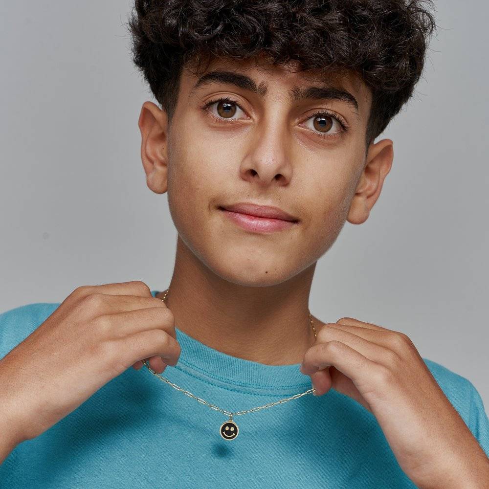 Happy Enamel Pendant Necklace in 18K Gold Vermeil
