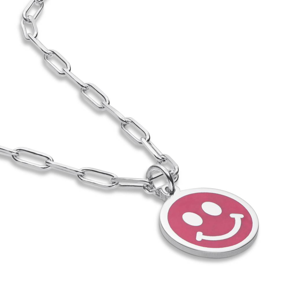 Happy Enamel Pendant Necklace in Sterling Silver